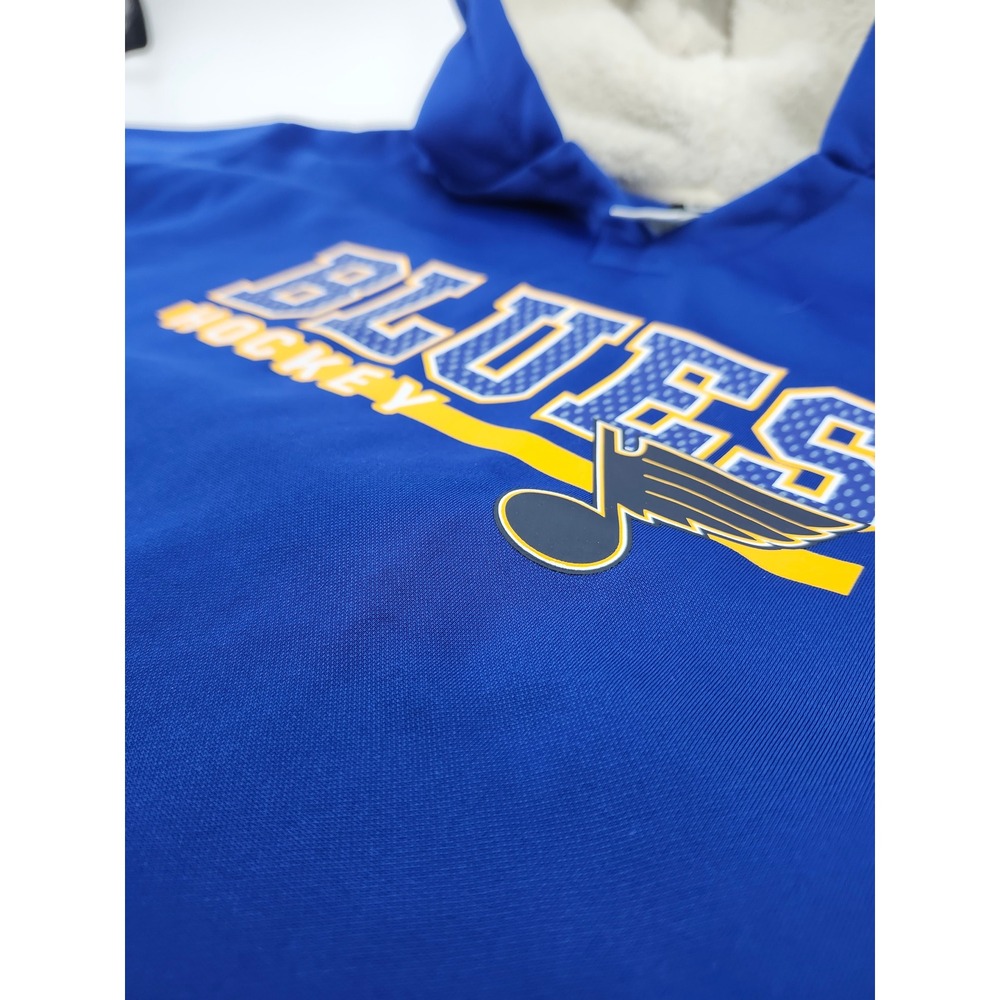 NHL St. Louis Blues Youth Blue Sherpa Lined Hooded Sweatshirt Size Large 10/12